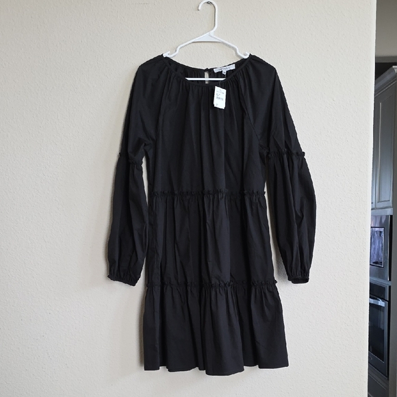 One One Six Dresses & Skirts - NWT One One Six Black Long Balloon Sleeve Tiered Poplin A-line Dress Farmhouse
